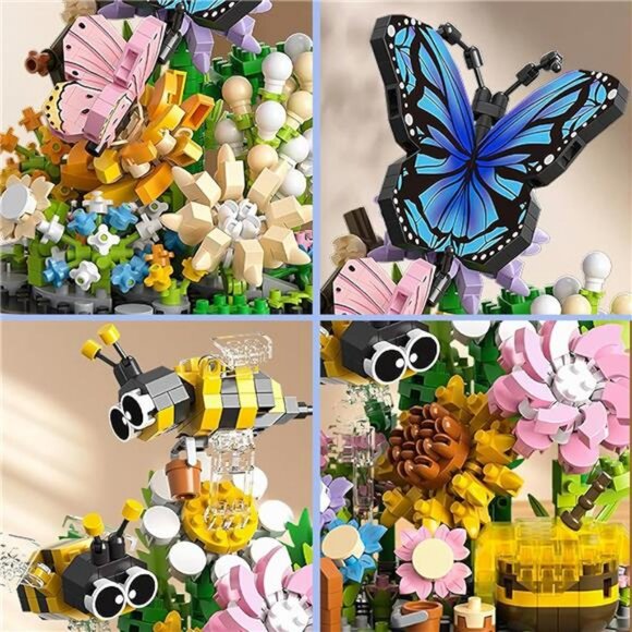 2 Flowers Bouquet Building Set Insect Collection Not Compatible with Lego - Picture 4 of 8